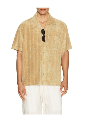 J.Lindeberg Ted Stripe Terry Shirt in Brown. Size M. Also in L, XL/1X, S.