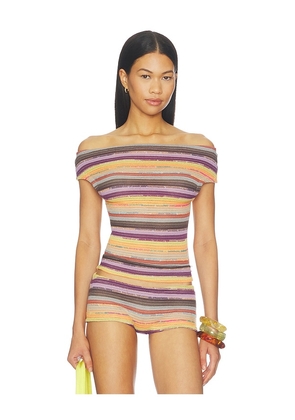 Jaded London Cata Multi Stripe Asymmetric Knit Top in Multi. Size XS. Also in L, M, S.