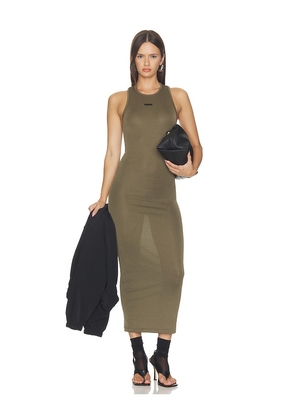 Fear of God ESSENTIALS Soft Rib Racerback Dress in Green. Size XS. Also in S, M, L.