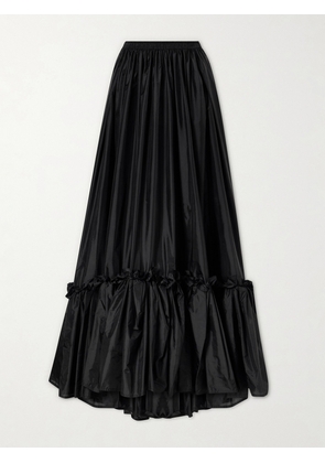 SAINT LAURENT - Tiered Ruffled Satin Maxi Skirt - Black - FR 34,FR 36,FR 38