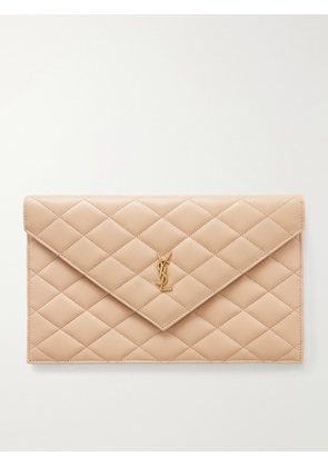SAINT LAURENT - Paris Matelassé Leather Pouch - Neutrals - One size
