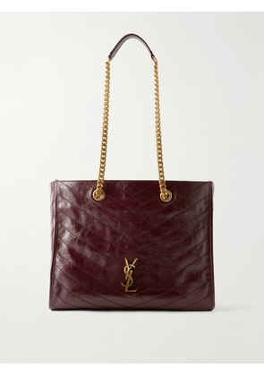 SAINT LAURENT - Niki Small Crinkled-leather Tote - Burgundy - One size