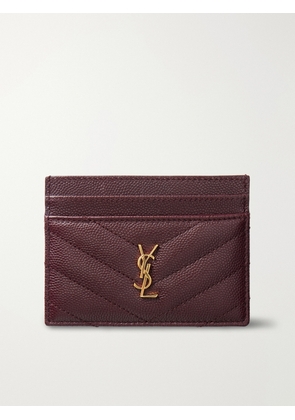 SAINT LAURENT - Cassandre Matelassé Textured-leather Cardholder - Burgundy - One size