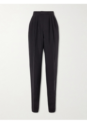 SAINT LAURENT - Pleated Silk-habotai Straight-leg Pants - Black - FR 34,FR 36,FR 38