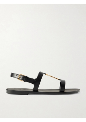 SAINT LAURENT - Cassandra Embellished Leather Sandals - Black - EU 34,EU 35,EU 36,EU 36.5,EU 37,EU 37.5,EU 38,EU 38.5,EU 39,EU 39.5,EU 40,EU 40.5,EU 41,EU 42
