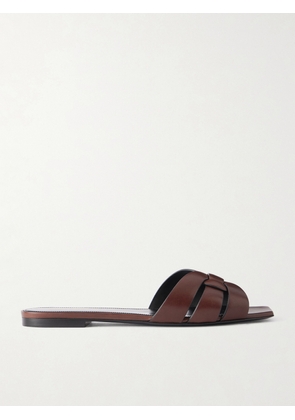 SAINT LAURENT - Tribute Leather Slides - Brown - EU 34,EU 35,EU 36,EU 37,EU 37.5,EU 38,EU 38.5,EU 39,EU 39.5,EU 40,EU 40.5,EU 41,EU 41.5,EU 42