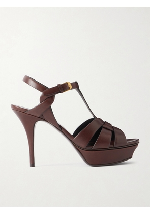 SAINT LAURENT - Tribute Leather Platform Sandals - Brown - EU 34,EU 35,EU 35.5,EU 36,EU 36.5,EU 37,EU 37.5,EU 38,EU 38.5,EU 39,EU 39.5,EU 40,EU 40.5