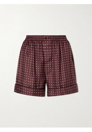 SAINT LAURENT - Printed Silk-twill Shorts - Burgundy - FR 34,FR 36,FR 38,FR 40