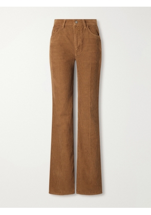 SAINT LAURENT - Cotton-corduroy High-rise Flared Pants - Brown - 24,25,26,27,28,29,30