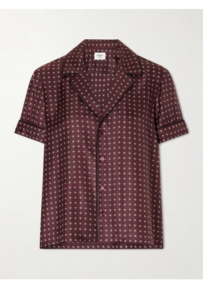 SAINT LAURENT - Printed Silk-twill Shirt - Burgundy - FR 34,FR 36,FR 38,FR 40