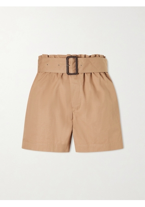 SAINT LAURENT - Belted Cotton-twill Shorts - Brown - FR 34,FR 36,FR 38,FR 40,FR 42