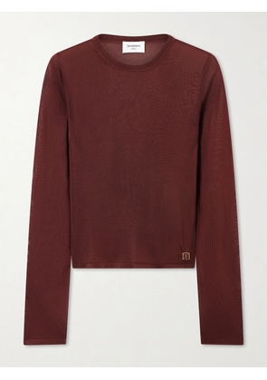 SAINT LAURENT - Cassandre-embellished Knit T-shirt - Brown - x small,small,medium,large