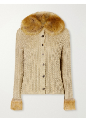 SAINT LAURENT - Shearling-trimmed Lurex Cardigan - Multi - x small,small,medium,large