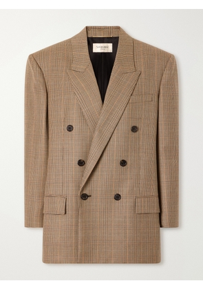 SAINT LAURENT - Double-breasted Prince Of Wales Wool Blazer - Brown - FR 34,FR 36,FR 38,FR 40,FR 42