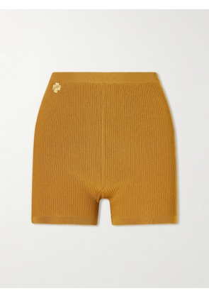 SAINT LAURENT - Logo-embellished Ribbed Stretch-jersey Shorts - Orange - x small,small,medium,large,x large