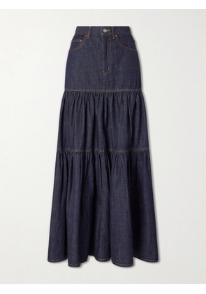 SAINT LAURENT - Tiered Denim Maxi Skirt - Blue - 24,25,26,27,28,29,30