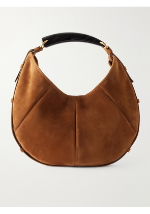 SAINT LAURENT - Mombasa Paneled Leather-trimmed Suede Shoulder Bag - Brown - One size