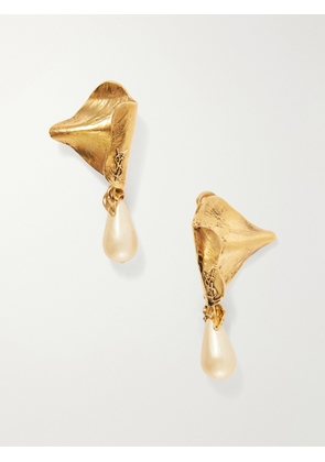 SAINT LAURENT - Cassandre-embellished Gold Tone Earrings - One size