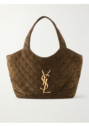 SAINT LAURENT - Icare Medium Matelassé Leather Tote - Green - One size