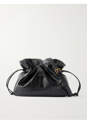 SAINT LAURENT - Jamie Cassandre-appliquéd Quilted Leather Shoulder Bag - Black - One size