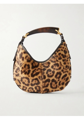 SAINT LAURENT - Mombasa Leather-trimmed Leopard-print Pony Hair Shoulder Bag - Multi - One size