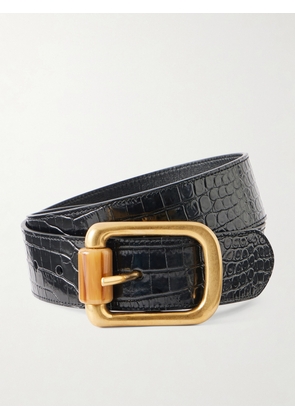 SAINT LAURENT - Cylinder Croc-effect Leather Belt - Black - 65,70,75,80,85,90
