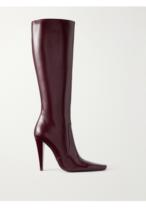 SAINT LAURENT - 77 110 Leather Knee Height Boots - Burgundy - EU 35,EU 35.5,EU 36,EU 36.5,EU 37,EU 37.5,EU 38,EU 38.5,EU 39,EU 39.5,EU 40,EU 40.5,EU 41,EU 42