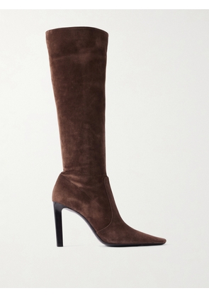 SAINT LAURENT - Francoise 95 Suede Knee Boots - Brown - EU 35,EU 36,EU 36.5,EU 37,EU 37.5,EU 38,EU 38.5,EU 39,EU 39.5,EU 40,EU 40.5,EU 41,EU 42