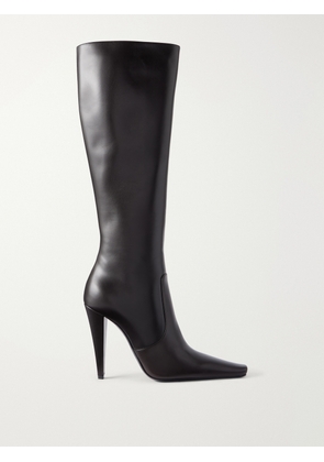 SAINT LAURENT - 77 110 Leather Knee Height Boots - Brown - EU 35,EU 36,EU 36.5,EU 37,EU 37.5,EU 38,EU 38.5,EU 39,EU 39.5,EU 40,EU 40.5,EU 41,EU 42