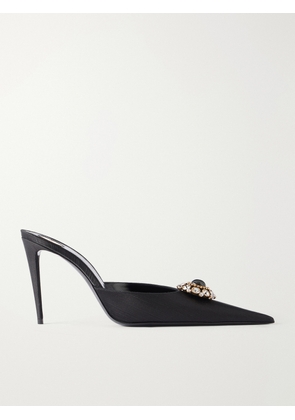 SAINT LAURENT - Cosmo 95 Crystal-embellished Faille Pumps - Black - EU 35,EU 36,EU 36.5,EU 37,EU 37.5,EU 38,EU 38.5,EU 39,EU 39.5,EU 40,EU 40.5,EU 41,EU 42