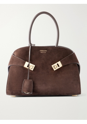 Ferragamo - Hug Suede Shoulder Bag - Brown - One size