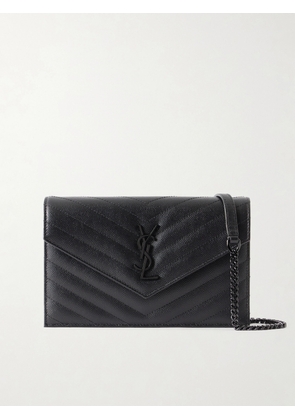 SAINT LAURENT - Cassandre Mini Matelassé Textured-leather Shoulder Bag - Black - One size