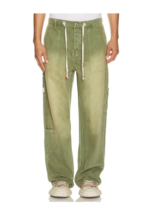 Nahmias Gardener Utility Jean in Green. Size 30. Also in 32, 34, 36, 38.