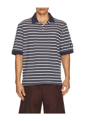 Manors Golf GOAT Pique Stripe Polo in Navy. Size S. Also in M, L.