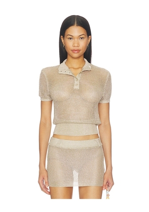 LIONESS Matcha Knit Tee in Metallic Gold. Size XXS. Also in XS, S, M, L.