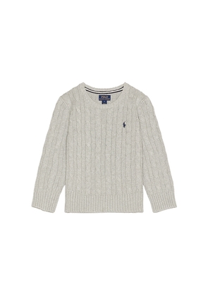Polo Ralph Lauren Kids Long Sleeve Cotton Cable-knit Crewneck Sweater in Grey. Size 6. Also in 2, 3, 4, 5.