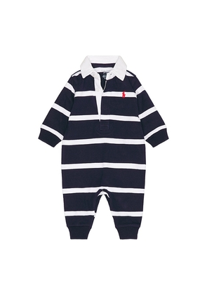 Polo Ralph Lauren Baby Striped Cotton Rugby Coverall in Multi. Size NB. Also in 9M, 12M.