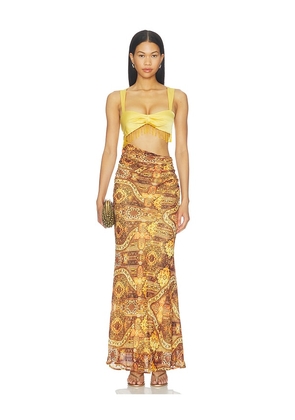 Runaway The Label Alzona Cutout Maxi Dress in Multi. Size XS. Also in S, M, L, XL.