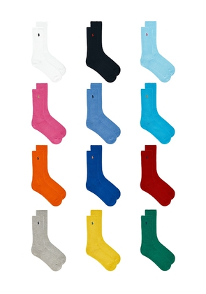 Polo Ralph Lauren Cotton Rib Crew Socks 12-Pack Giftbox in Multi.