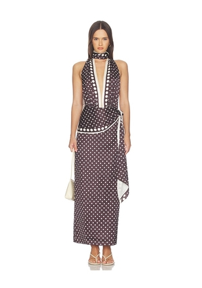 Stone Cold Fox x REVOLVE Porsha Midi Dress in Brown. Size XXS. Also in L, M, S, XL, XS.