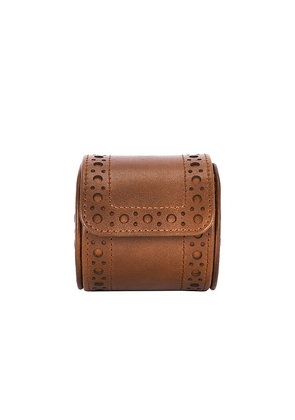 WOLF Brogue Single Watch Roll in Brown.