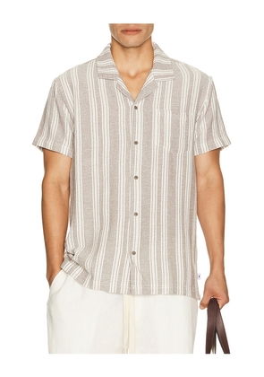 Vintage Summer Basket Weave Camp Shirt in Brown. Size S. Also in M, L, XXL/2X.