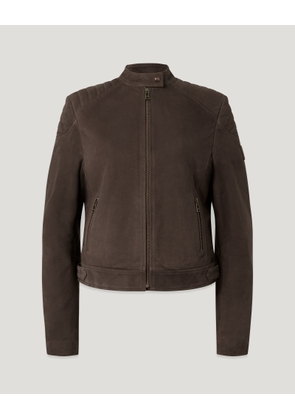 Belstaff Women's Mollison Jacket Lightweight Suede Bark Size 36