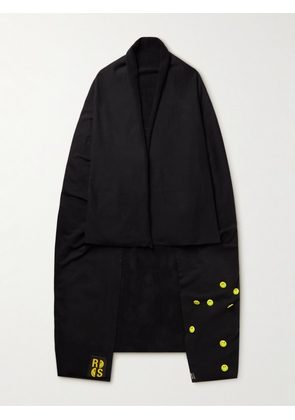 RAF SIMONS - Smiley Embellished Appliquéd Cotton-Jersey Throw - Men - Black