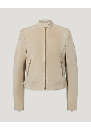 Belstaff Women's Mollison Jacket Lightweight Suede Dusty Taupe Size 36