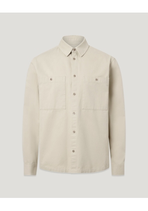 Belstaff Men's Outpost Shirt Cotton Herringbone Pale Stone Size 2xl