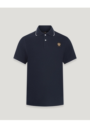 Belstaff Men's Tipped Polo Dark Cotton Pique Ink Size 2xl