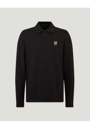 Belstaff Men's Long Sleeved Polo Cotton Pique Black Size 2xl