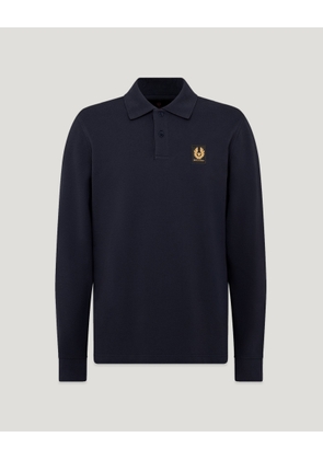 Belstaff Men's Long Sleeved Polo Cotton Pique Dark Ink Size 2xl