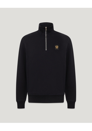 Belstaff Men's Quarter Zip Sweatshirt Cotton Fleece Black Size 2xl